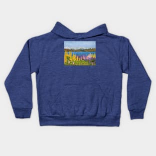 Lupines near Lake Tekapo, New Zealand Kids Hoodie